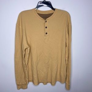 Men's Eddie Bauer Beige Henley Shirt Waffle Knit Large